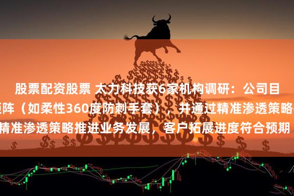股票配资股票 太力科技获6家机构调研：公司目前已形成差异化产品矩阵（如柔性360度防刺手套），并通过精准渗透策略推进业务发展，客户拓展进度符合预期（附调研问答）